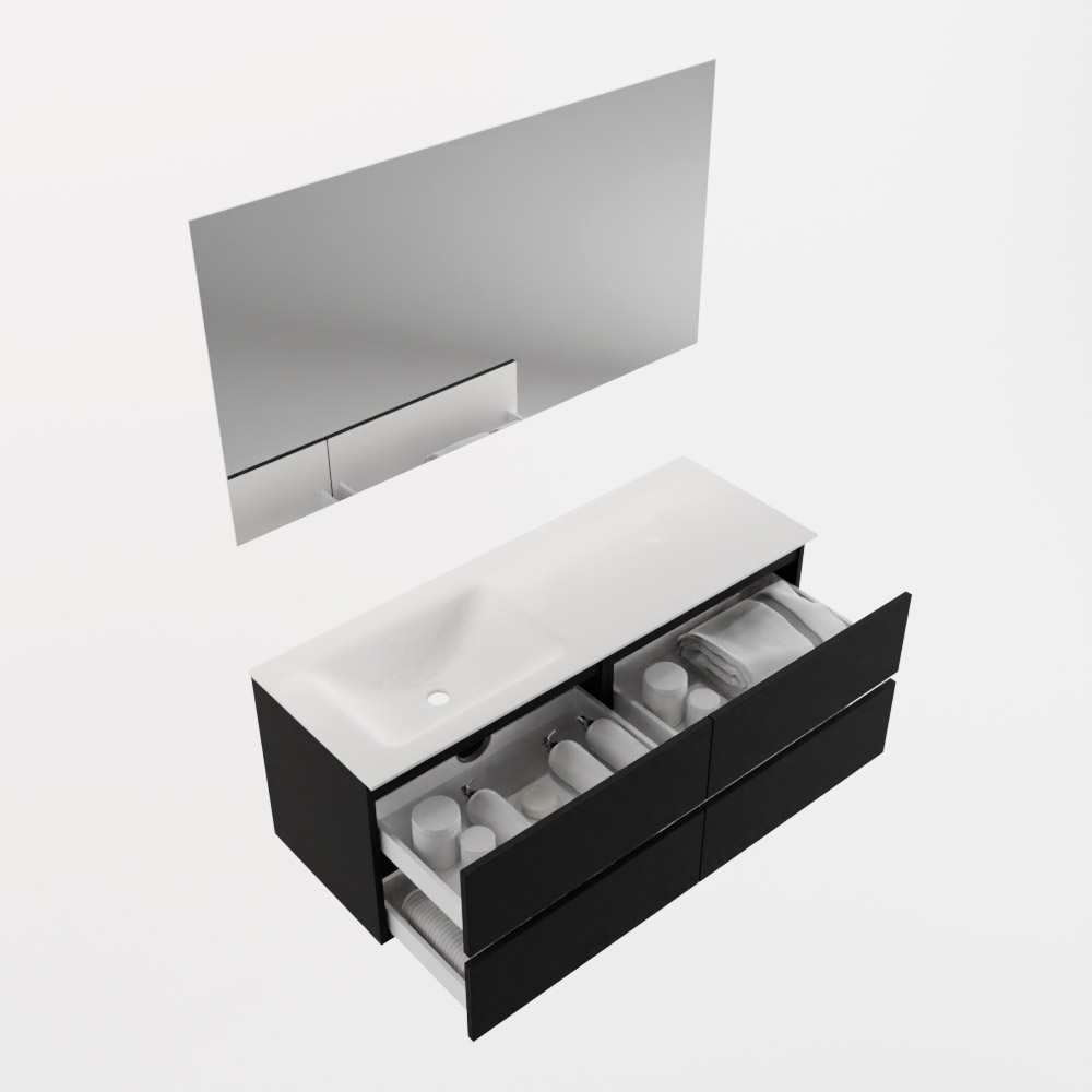 MONDIAZ VICA 130cm mueble de baño Urban 4 cajones. Lavabo CLOUD Izquierda sin orificio color Talc con espejo LED. 6 MONDIAZ VICA 130cm mueble de baño Urban 4 cajones. Lavabo CLOUD Izquierda sin orificio color Talc con espejo LED. - Imagen 7