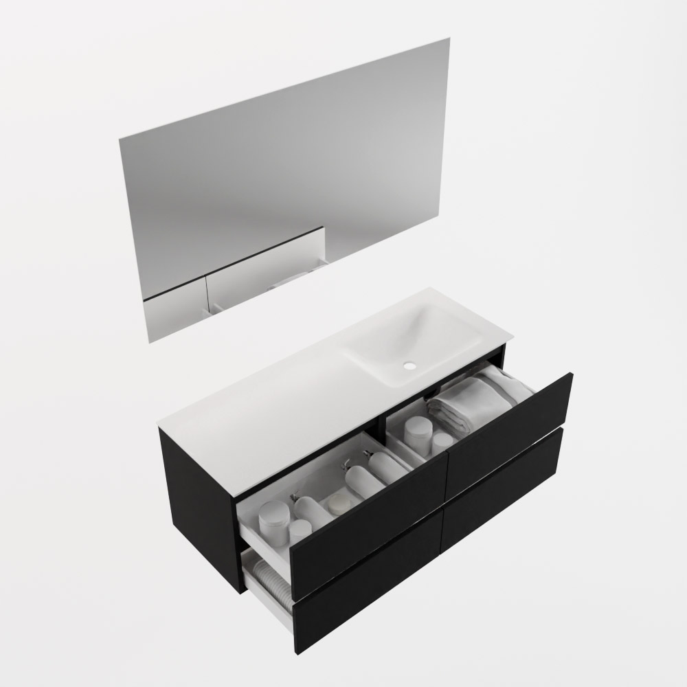 MONDIAZ VICA 130cm mueble de baño Urban 4 cajones. Lavabo CLOUD Derecho sin orificio color Talc con espejo LED. 6 MONDIAZ VICA 130cm mueble de baño Urban 4 cajones. Lavabo CLOUD Derecho sin orificio color Talc con espejo LED. - Imagen 7