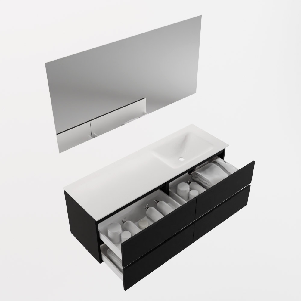 MONDIAZ VICA 140cm mueble de baño Urban 4 cajones. Lavabo CLOUD Derecho 1 orificio color Talc con espejo LED. 6 MONDIAZ VICA 140cm mueble de baño Urban 4 cajones. Lavabo CLOUD Derecho 1 orificio color Talc con espejo LED. - Imagen 7