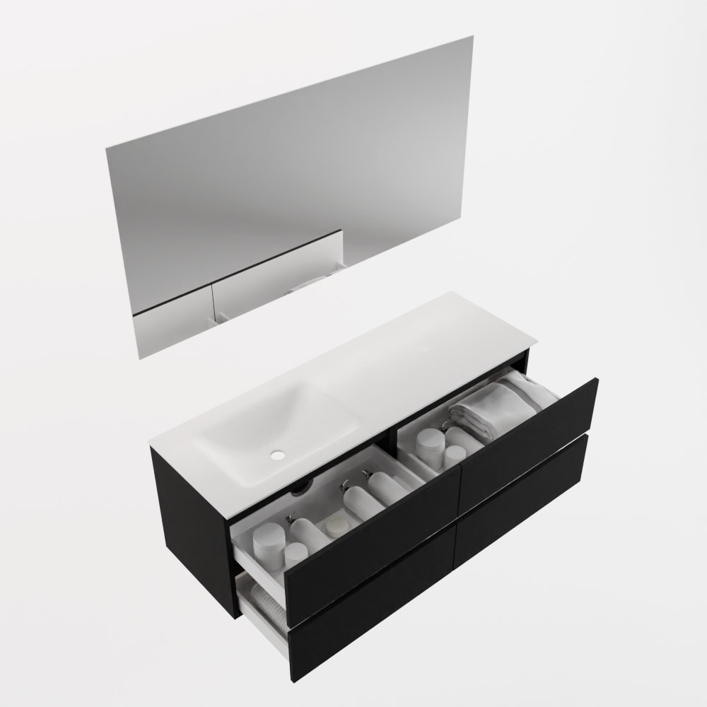 MONDIAZ VICA 140cm mueble de baño Urban 4 cajones. Lavabo CLOUD Izquierda sin orificio color Talc con espejo LED. 6 MONDIAZ VICA 140cm mueble de baño Urban 4 cajones. Lavabo CLOUD Izquierda sin orificio color Talc con espejo LED. - Imagen 7