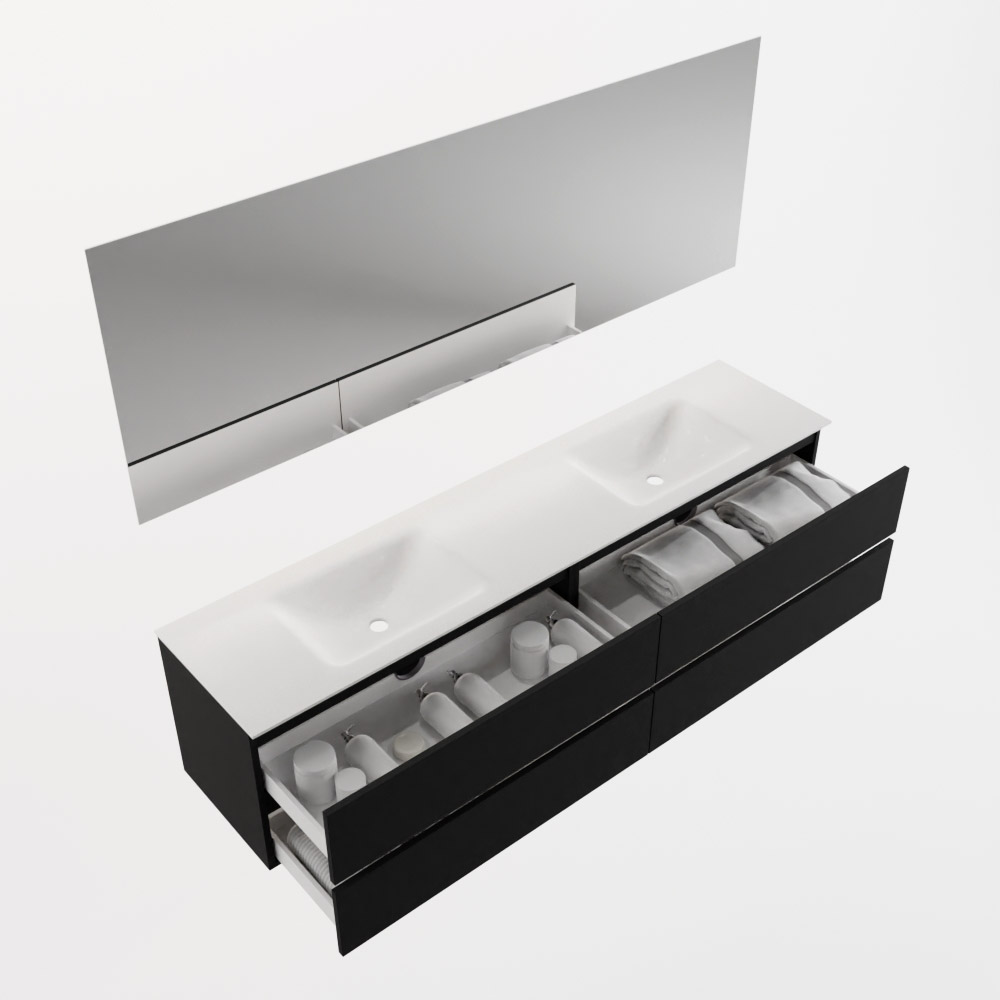 MONDIAZ VICA 200cm mueble de baño Urban 4 cajones. Lavabo CLOUD Doble 2 orificios color Talc con espejo LED. 7 MONDIAZ VICA 200cm mueble de baño Urban 4 cajones. Lavabo CLOUD Doble 2 orificios color Talc con espejo LED. - Imagen 7