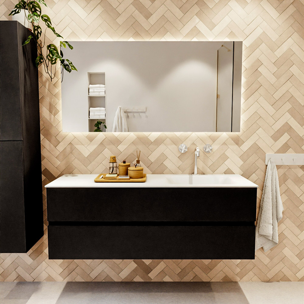 MONDIAZ VICA 140cm mueble de baño Urban 2 cajones. Lavabo CLOUD Derecho 1 orificio color Talc con espejo LED. 2 MONDIAZ VICA 140cm mueble de baño Urban 2 cajones. Lavabo CLOUD Derecho 1 orificio color Talc con espejo LED. - Imagen 2