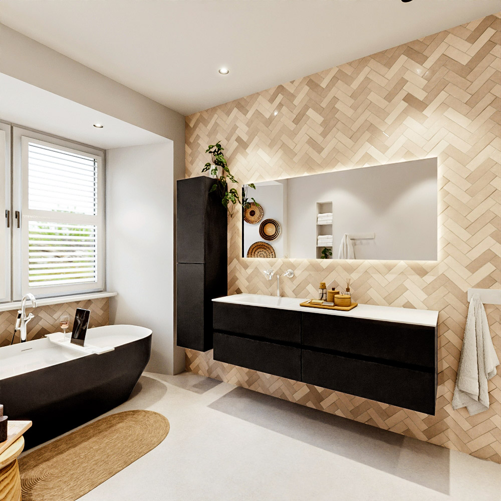 MONDIAZ VICA 160cm mueble de baño Urban 4 cajones. Lavabo CLOUD Izquierda 1 orificio color Talc con espejo LED. 4 MONDIAZ VICA 160cm mueble de baño Urban 4 cajones. Lavabo CLOUD Izquierda 1 orificio color Talc con espejo LED. - Imagen 4