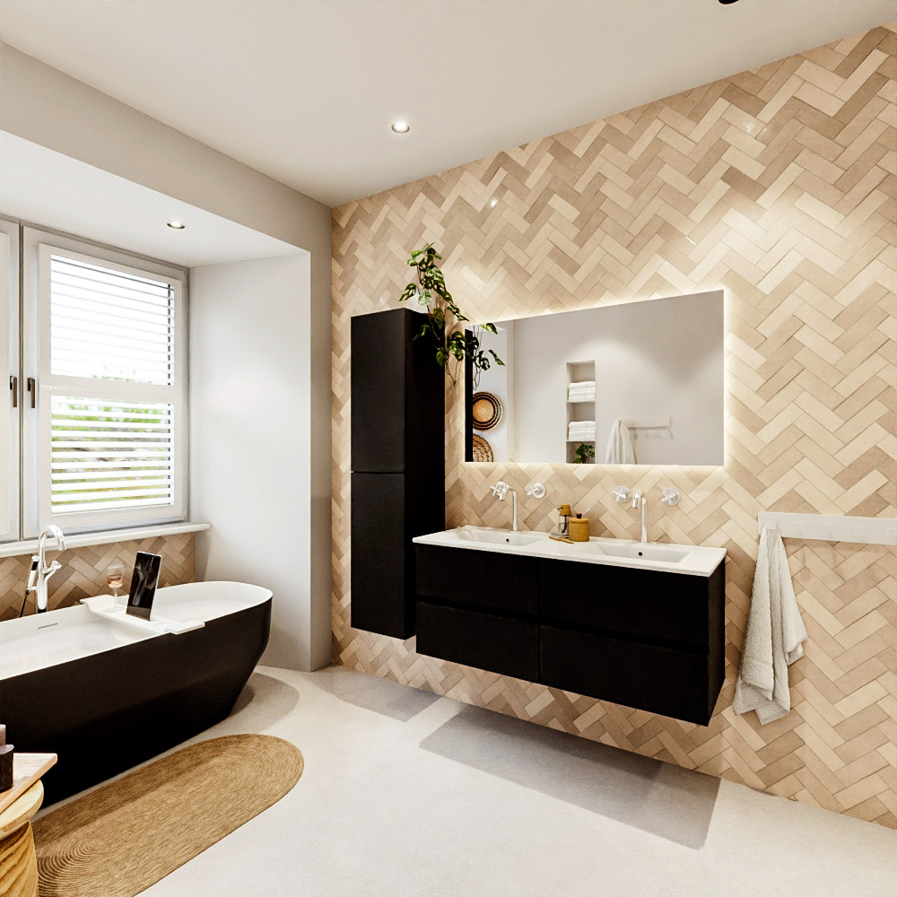 MONDIAZ VICA 120cm mueble de baño Urban 4 cajones. Lavabo DENIA Doble 2 orificios color Blanco brillo con espejo LED. 4 MONDIAZ VICA 120cm mueble de baño Urban 4 cajones. Lavabo DENIA Doble 2 orificios color Blanco brillo con espejo LED. - Imagen 4