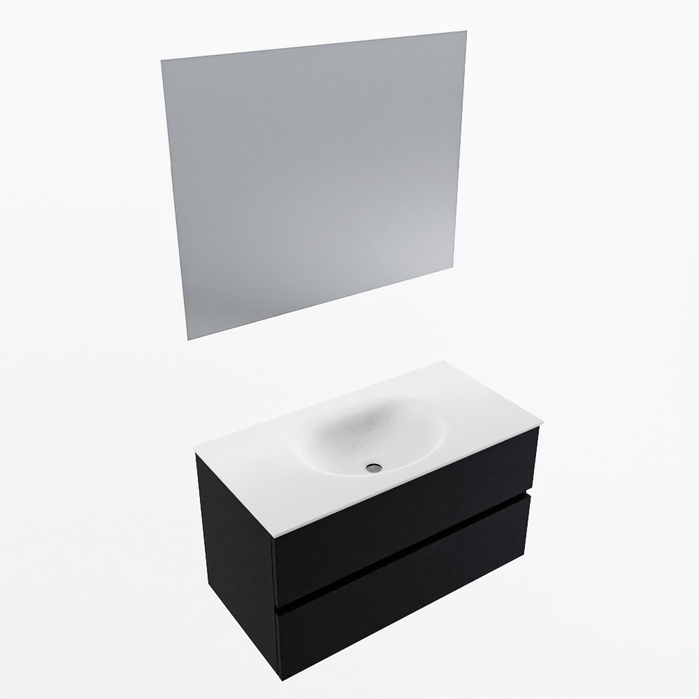 MONDIAZ VICA 90cm mueble de baño Urban 2 cajones. Lavabo MOON Centro sin orificio color Talc con espejo LED. 6 MONDIAZ VICA 90cm mueble de baño Urban 2 cajones. Lavabo MOON Centro sin orificio color Talc con espejo LED. - Imagen 6