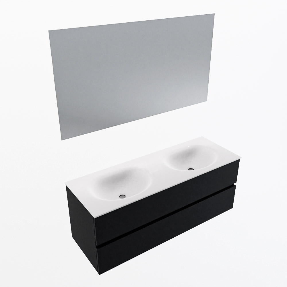 MONDIAZ VICA 130cm mueble de baño Urban 2 cajones. Lavabo MOON Doble 2 orificios color Talc con espejo LED. 5 MONDIAZ VICA 130cm mueble de baño Urban 2 cajones. Lavabo MOON Doble 2 orificios color Talc con espejo LED. - Imagen 6