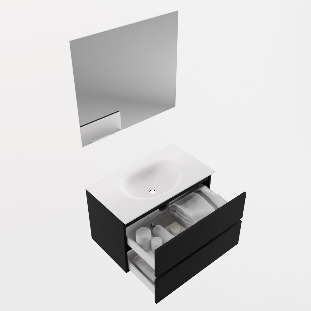 MONDIAZ VICA 80cm mueble de baño Urban 2 cajones. Lavabo MOON Centro sin orificio color Talc con espejo LED. 7 MONDIAZ VICA 80cm mueble de baño Urban 2 cajones. Lavabo MOON Centro sin orificio color Talc con espejo LED. - Imagen 7