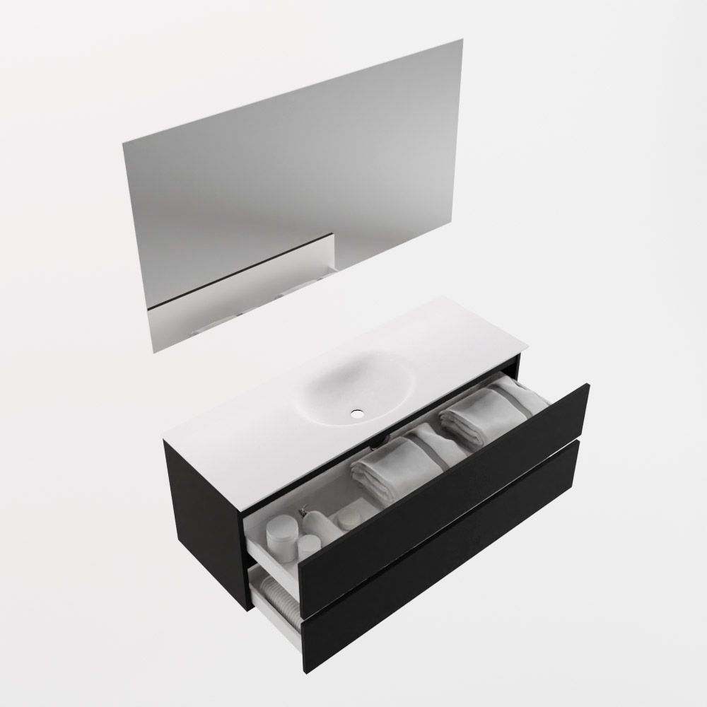 MONDIAZ VICA 130cm mueble de baño Urban 2 cajones. Lavabo MOON Centro sin orificio color Talc con espejo LED. 6 MONDIAZ VICA 130cm mueble de baño Urban 2 cajones. Lavabo MOON Centro sin orificio color Talc con espejo LED. - Imagen 7