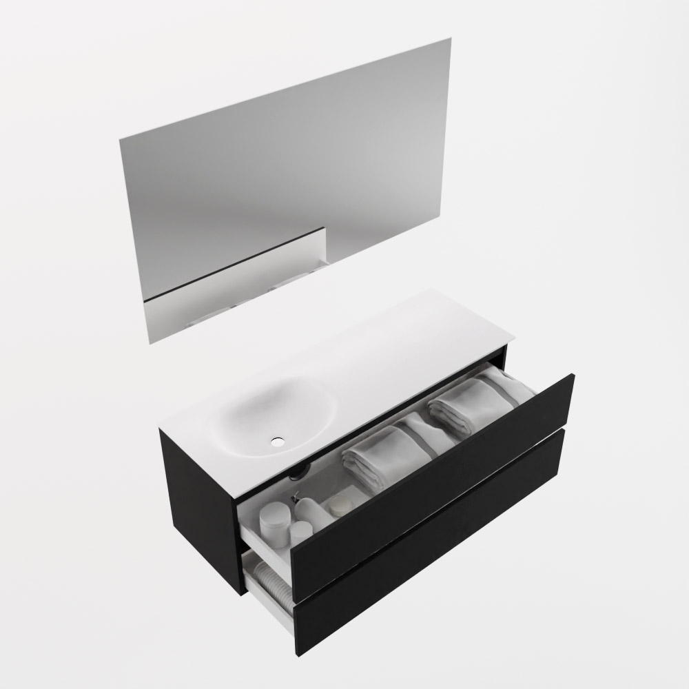 MONDIAZ VICA 130cm mueble de baño Urban 2 cajones. Lavabo MOON Izquierda sin orificio color Talc con espejo LED. 6 MONDIAZ VICA 130cm mueble de baño Urban 2 cajones. Lavabo MOON Izquierda sin orificio color Talc con espejo LED. - Imagen 7