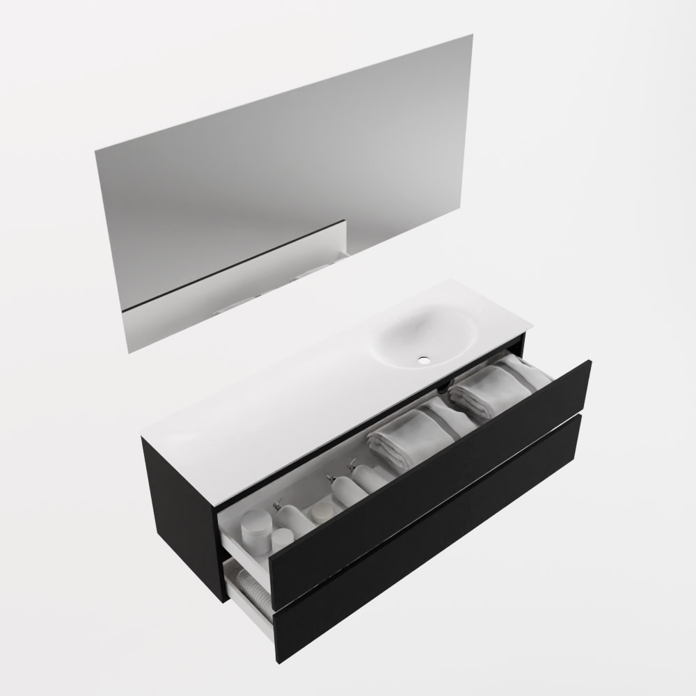 MONDIAZ VICA 150cm mueble de baño Urban 2 cajones. Lavabo MOON Derecho sin orificio color Talc con espejo LED. 7 MONDIAZ VICA 150cm mueble de baño Urban 2 cajones. Lavabo MOON Derecho sin orificio color Talc con espejo LED. - Imagen 7