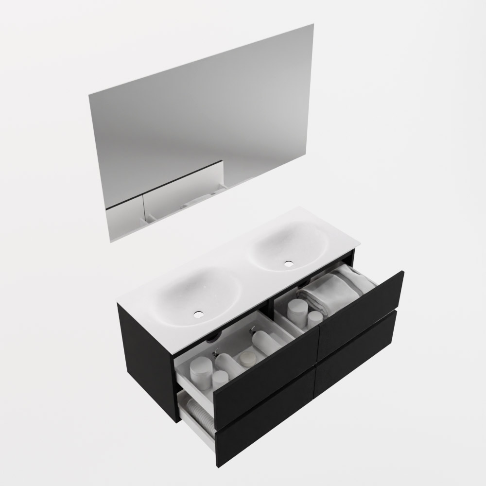 MONDIAZ VICA 120cm mueble de baño Urban 4 cajones. Lavabo MOON Doble sin orificio color Talc con espejo LED. 7 MONDIAZ VICA 120cm mueble de baño Urban 4 cajones. Lavabo MOON Doble sin orificio color Talc con espejo LED. - Imagen 7