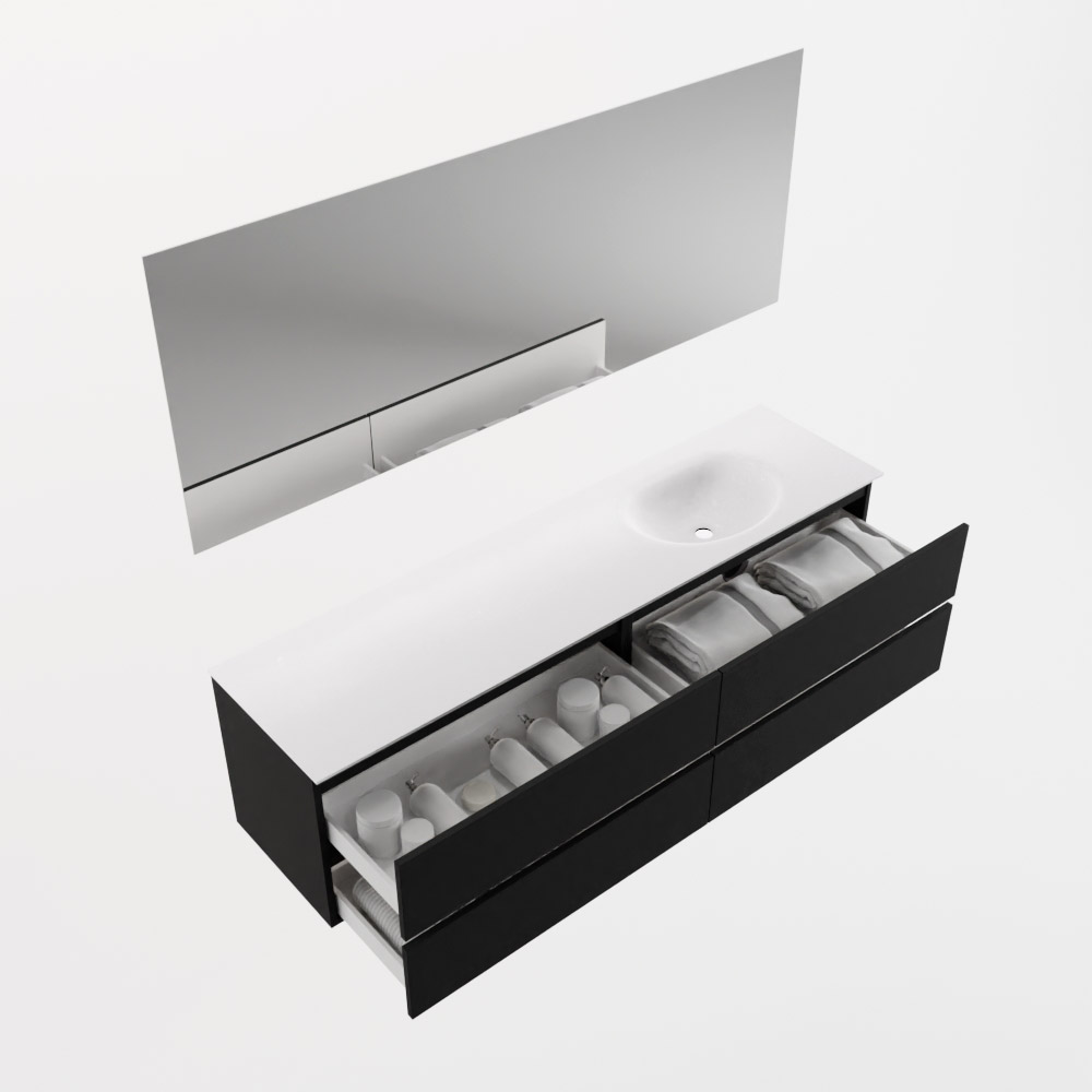 MONDIAZ VICA 180cm mueble de baño Urban 4 cajones. Lavabo MOON Derecho 1 orificio color Talc con espejo LED. 7 MONDIAZ VICA 180cm mueble de baño Urban 4 cajones. Lavabo MOON Derecho 1 orificio color Talc con espejo LED. - Imagen 7