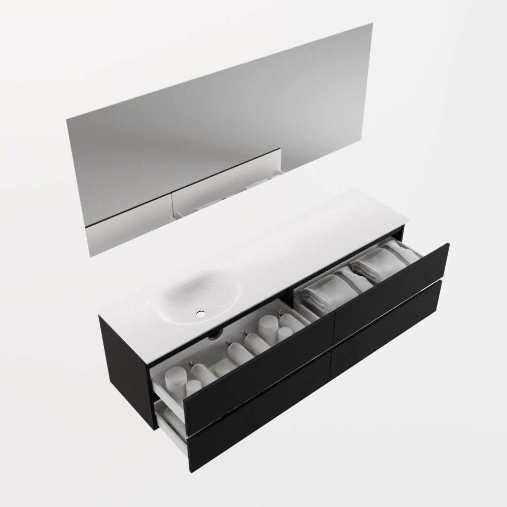 MONDIAZ VICA 180cm mueble de baño Urban 4 cajones. Lavabo MOON Izquierda sin orificio color Talc con espejo LED. 7 MONDIAZ VICA 180cm mueble de baño Urban 4 cajones. Lavabo MOON Izquierda sin orificio color Talc con espejo LED. - Imagen 7