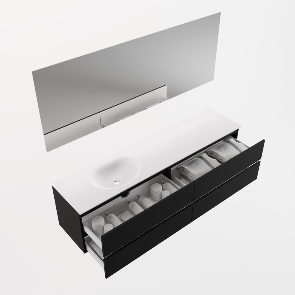 MONDIAZ VICA 190cm mueble de baño Urban 4 cajones. Lavabo MOON Izquierda sin orificio color Talc con espejo LED. 7 MONDIAZ VICA 190cm mueble de baño Urban 4 cajones. Lavabo MOON Izquierda sin orificio color Talc con espejo LED. - Imagen 7