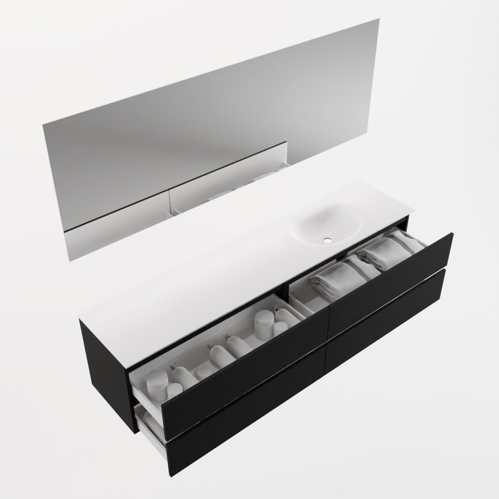 MONDIAZ VICA 200cm mueble de baño Urban 4 cajones. Lavabo MOON Derecho sin orificio color Talc con espejo LED. 7 MONDIAZ VICA 200cm mueble de baño Urban 4 cajones. Lavabo MOON Derecho sin orificio color Talc con espejo LED. - Imagen 7