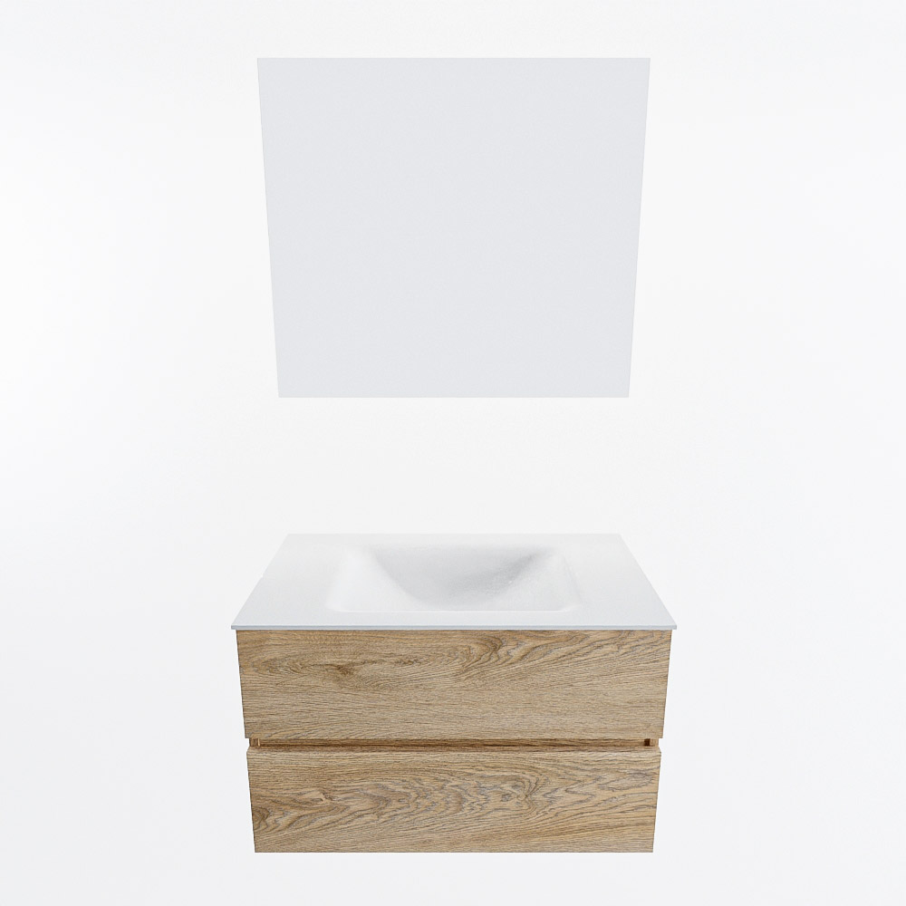 MONDIAZ VICA 80cm mueble de baño Washed Oak 2 cajones. Lavabo CLOUD Centro 1 orificio color Talc con espejo LED. 5 MONDIAZ VICA 80cm mueble de baño Washed Oak 2 cajones. Lavabo CLOUD Centro 1 orificio color Talc con espejo LED. - Imagen 5