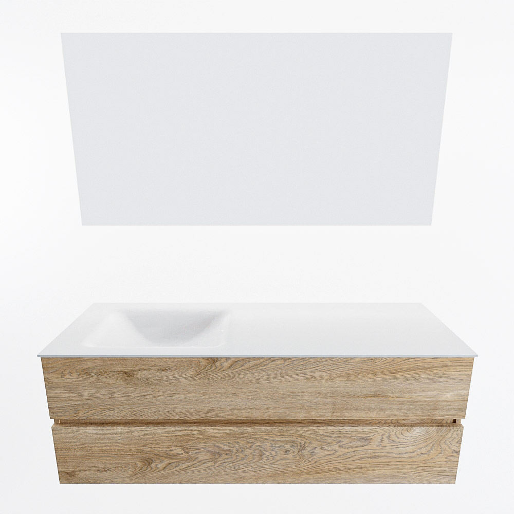 MONDIAZ VICA 140cm mueble de baño Washed Oak 2 cajones. Lavabo CLOUD Izquierda 1 orificio color Talc con espejo LED. 4 MONDIAZ VICA 140cm mueble de baño Washed Oak 2 cajones. Lavabo CLOUD Izquierda 1 orificio color Talc con espejo LED. - Imagen 5