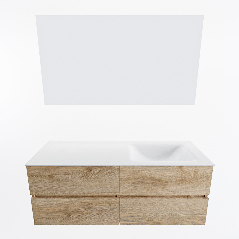 MONDIAZ VICA 130cm mueble de baño Washed Oak 4 cajones. Lavabo CLOUD Derecho 1 orificio color Talc con espejo LED. 4 MONDIAZ VICA 130cm mueble de baño Washed Oak 4 cajones. Lavabo CLOUD Derecho 1 orificio color Talc con espejo LED. - Imagen 5
