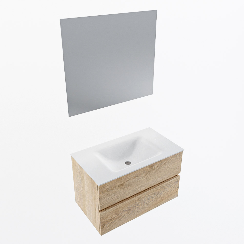 MONDIAZ VICA 80cm mueble de baño Washed Oak 2 cajones. Lavabo CLOUD Centro 1 orificio color Talc con espejo LED. 6 MONDIAZ VICA 80cm mueble de baño Washed Oak 2 cajones. Lavabo CLOUD Centro 1 orificio color Talc con espejo LED. - Imagen 6