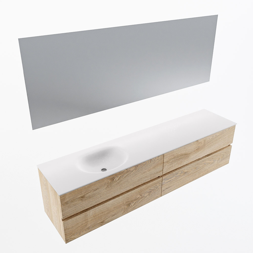 MONDIAZ VICA 200cm mueble de baño Washed Oak 4 cajones. Lavabo MOON Izquierda sin orificio color Talc con espejo LED. 7 MONDIAZ VICA 200cm mueble de baño Washed Oak 4 cajones. Lavabo MOON Izquierda sin orificio color Talc con espejo LED. - Imagen 7