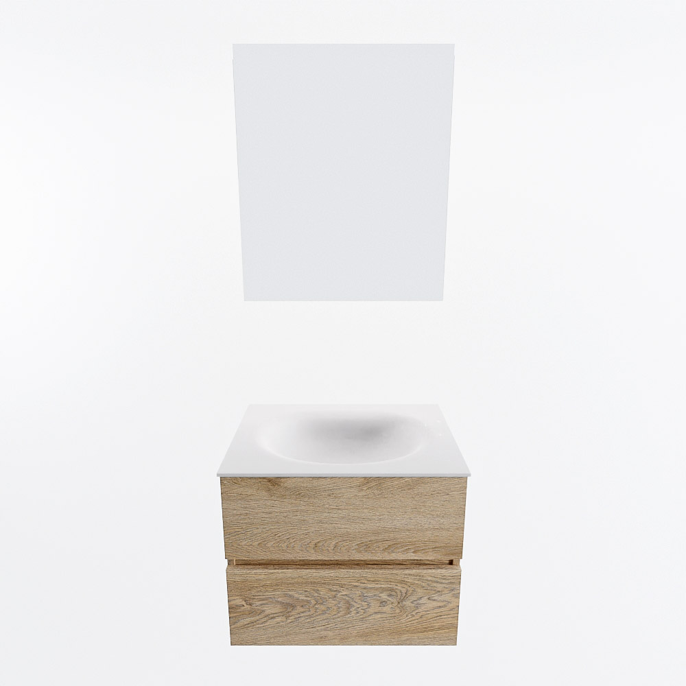 MONDIAZ VICA 60cm mueble de baño Washed Oak 2 cajones. Lavabo MOON Centro 1 orificio color Talc con espejo LED. 5 MONDIAZ VICA 60cm mueble de baño Washed Oak 2 cajones. Lavabo MOON Centro 1 orificio color Talc con espejo LED. - Imagen 5