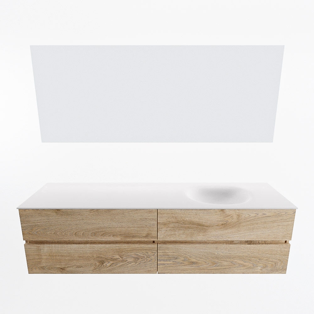 MONDIAZ VICA 180cm mueble de baño Washed Oak 4 cajones. Lavabo MOON Derecho 1 orificio color Talc con espejo LED. 5 MONDIAZ VICA 180cm mueble de baño Washed Oak 4 cajones. Lavabo MOON Derecho 1 orificio color Talc con espejo LED. - Imagen 5