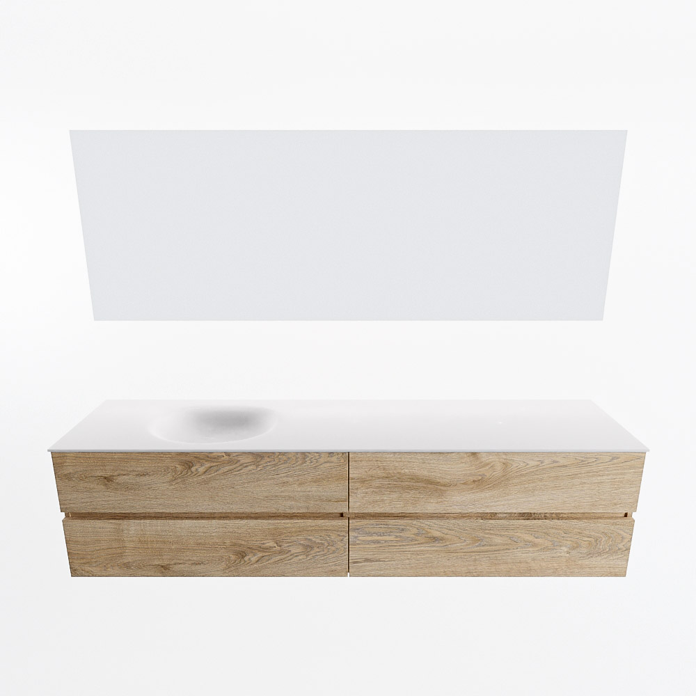 MONDIAZ VICA 200cm mueble de baño Washed Oak 4 cajones. Lavabo MOON Izquierda 1 orificio color Talc con espejo LED. 5 MONDIAZ VICA 200cm mueble de baño Washed Oak 4 cajones. Lavabo MOON Izquierda 1 orificio color Talc con espejo LED. - Imagen 5