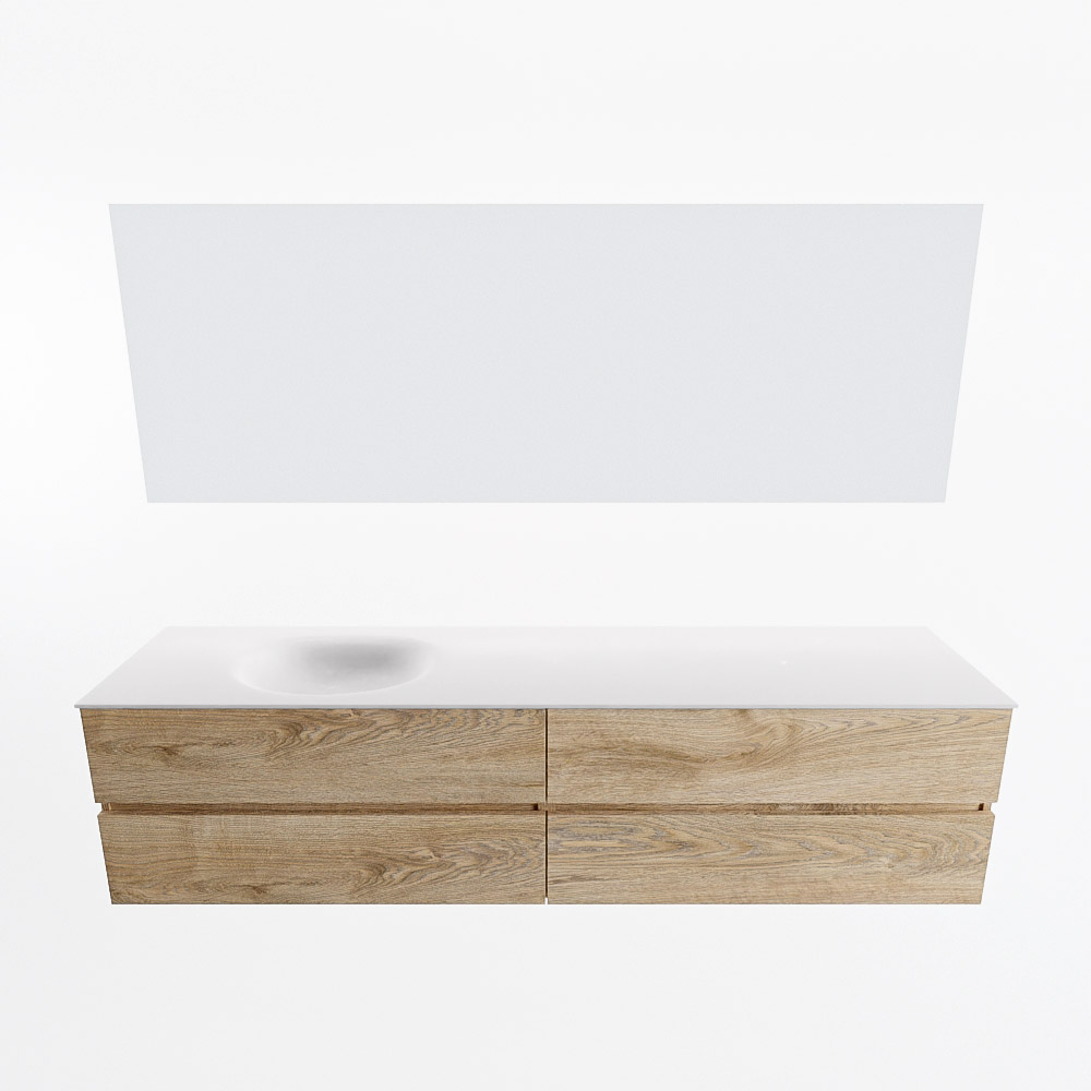 MONDIAZ VICA 200cm mueble de baño Washed Oak 4 cajones. Lavabo MOON Izquierda sin orificio color Talc con espejo LED. 5 MONDIAZ VICA 200cm mueble de baño Washed Oak 4 cajones. Lavabo MOON Izquierda sin orificio color Talc con espejo LED. - Imagen 5