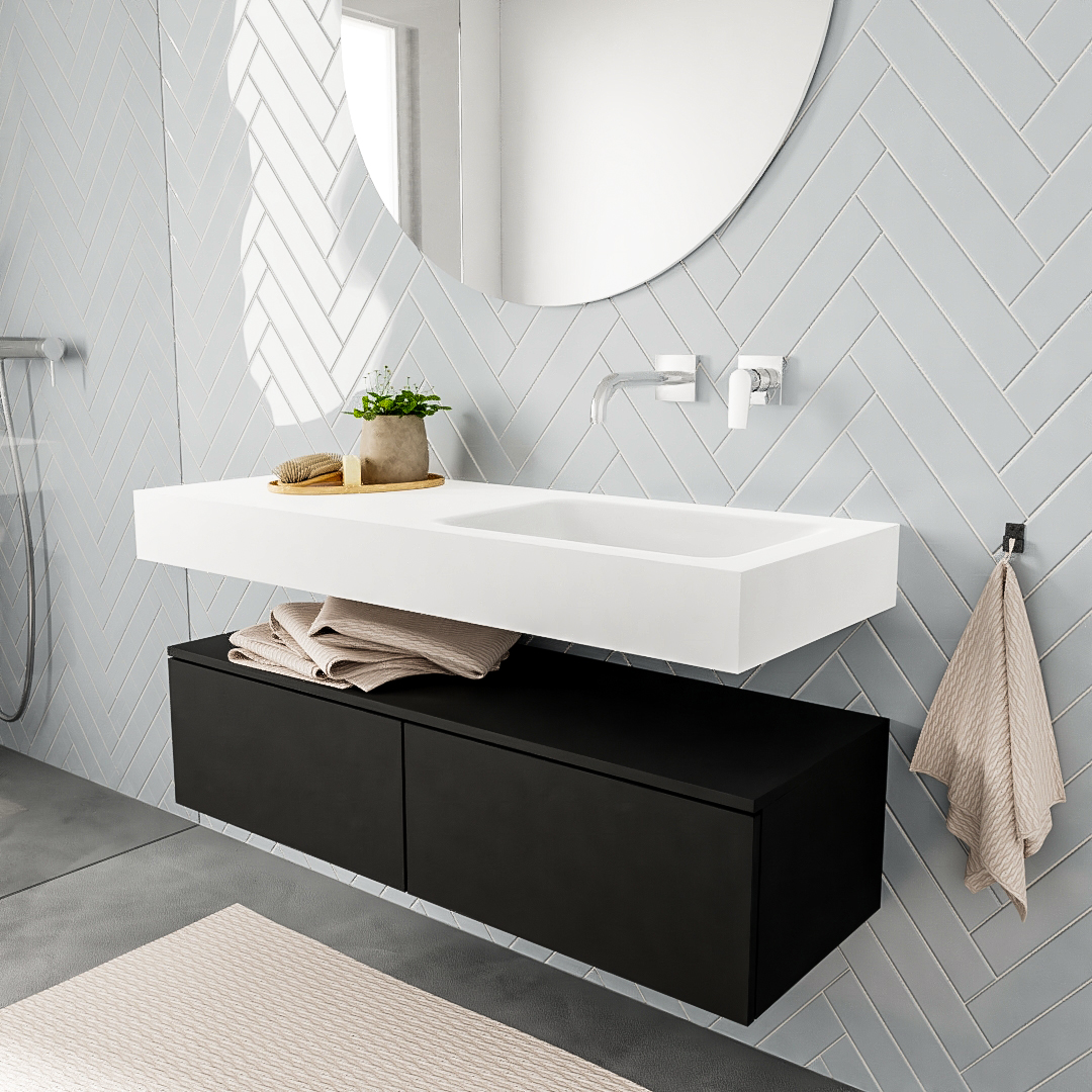 MONDIAZ ALAN 120cm mueble de baño Urban 2 cajones lavabo suspendido Derecho sin orificio