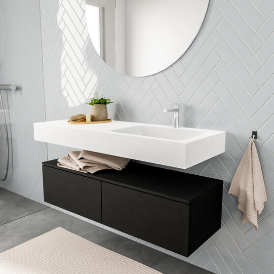 MONDIAZ ALAN 120cm mueble de baño Urban 2 cajones lavabo suspendido Derecho 1 orificio