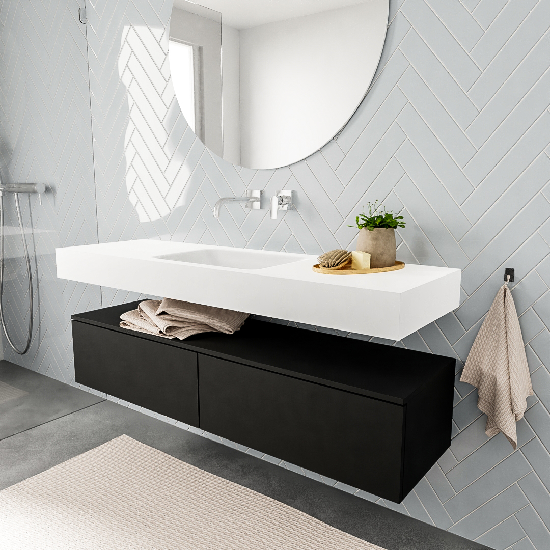 MONDIAZ ALAN 150cm mueble de baño Urban 2 cajones lavabo suspendido Centro sin orificio