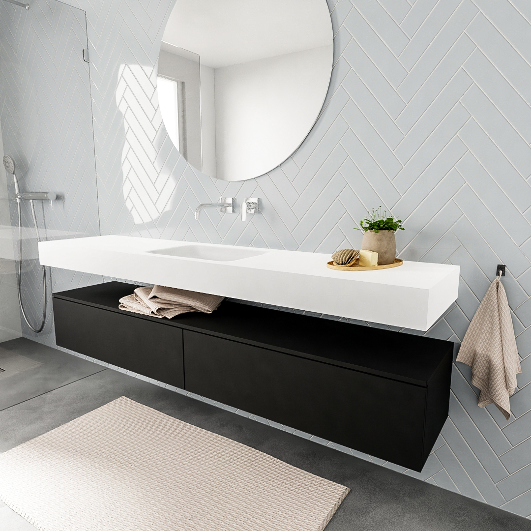 MONDIAZ ALAN 200cm mueble de baño Urban 2 cajones lavabo suspendido Centro sin orificio