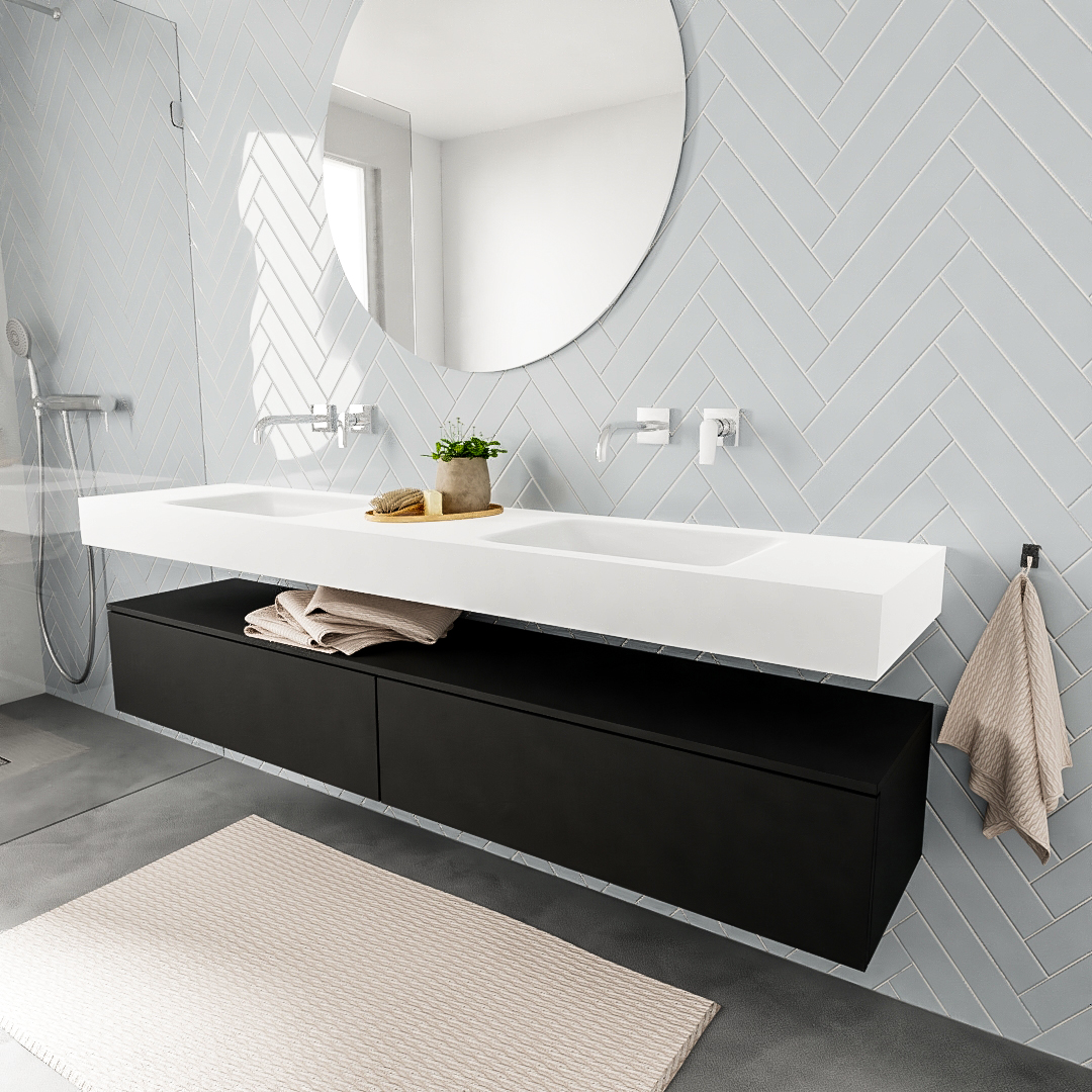 MONDIAZ ALAN 200cm mueble de baño Urban 2 cajones lavabo suspendido Doble sin orificio