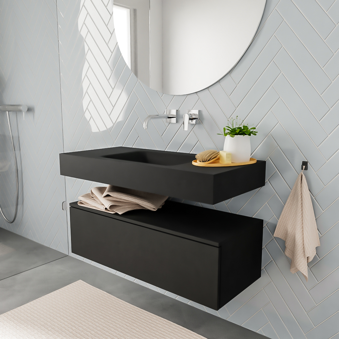 MONDIAZ ALAN 100cm mueble de baño Urban 1 cajón lavabo suspendido Centro sin orificio