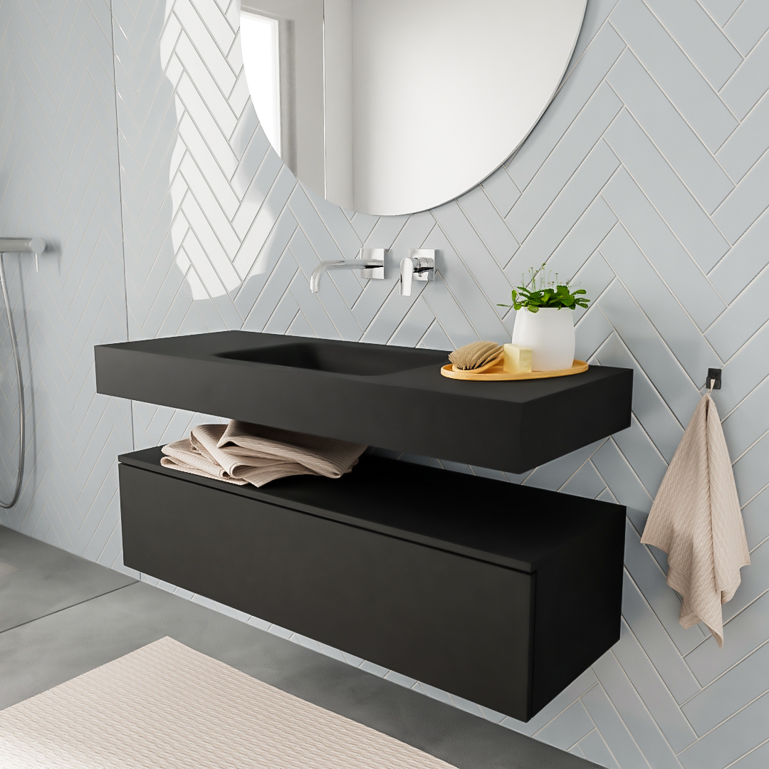 MONDIAZ ALAN 120cm mueble de baño Urban 1 cajón lavabo suspendido Centro sin orificio