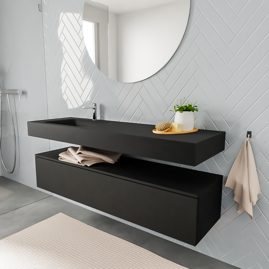 MONDIAZ ALAN 150cm mueble de baño Urban 1 cajón lavabo suspendido Izquierda 1 orificio