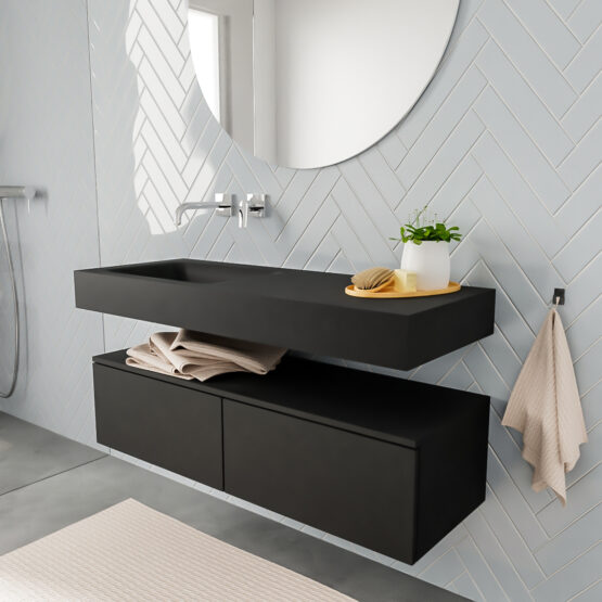 MONDIAZ ALAN 120cm mueble de baño Urban 2 cajones lavabo suspendido Izquierda sin orificio