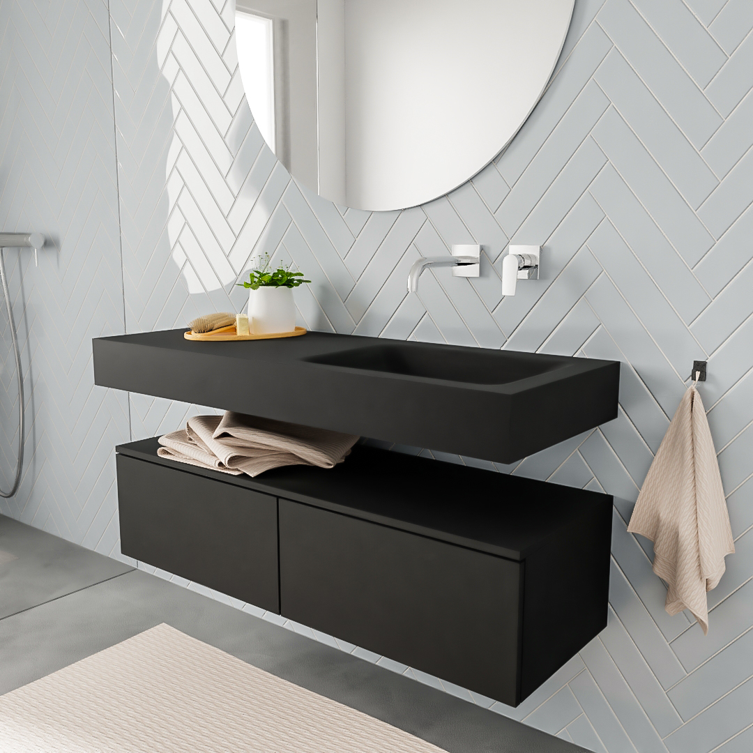 MONDIAZ ALAN 120cm mueble de baño Urban 2 cajones lavabo suspendido Derecho sin orificio