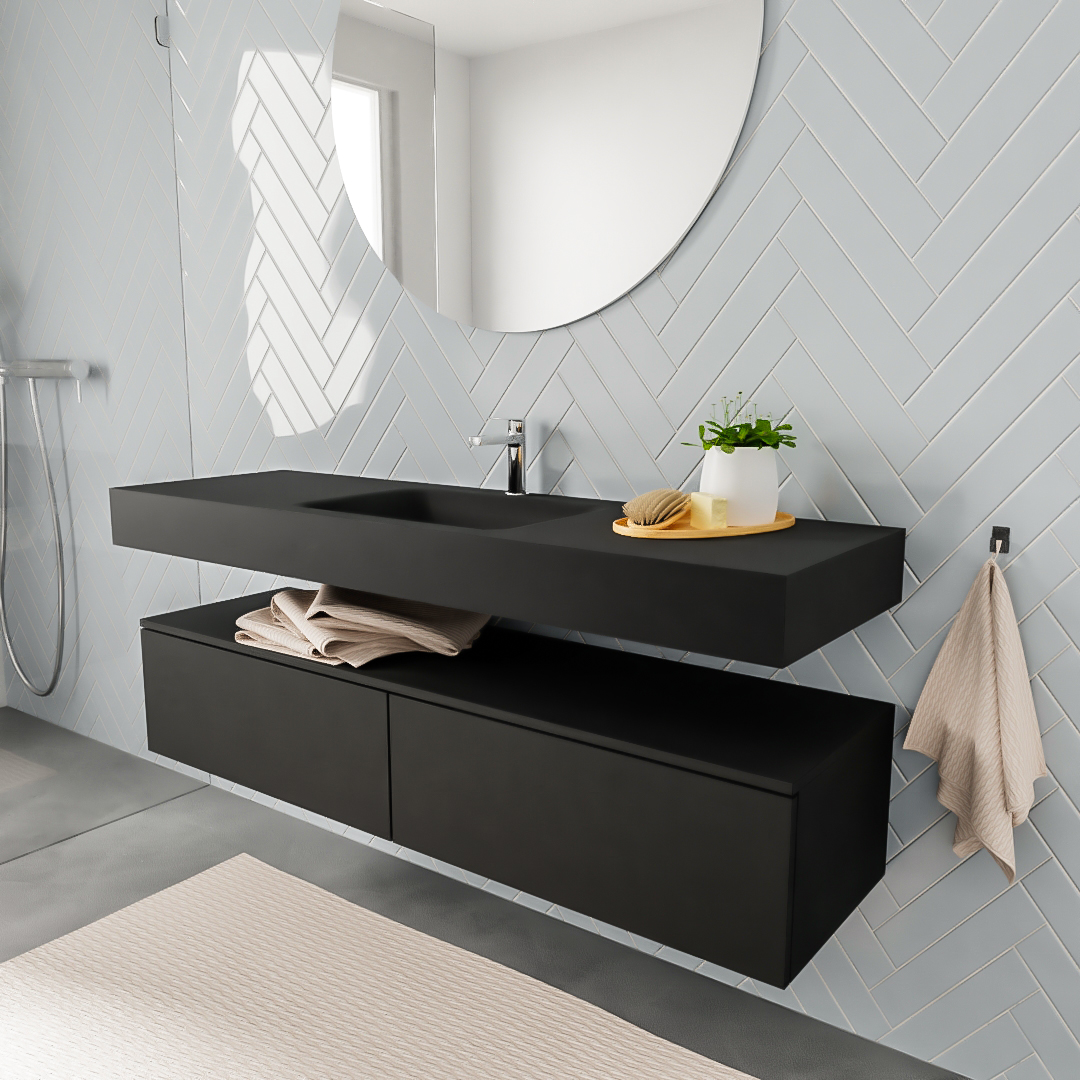 MONDIAZ ALAN 150cm mueble de baño Urban 2 cajones lavabo suspendido Centro 1 orificio
