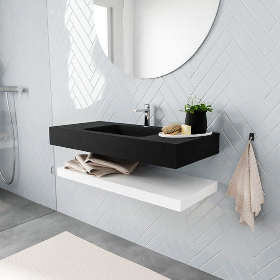 MONDIAZ ALAN 100cm solid surface estante Talc. Lavabo suspendido Centro 1 orificio