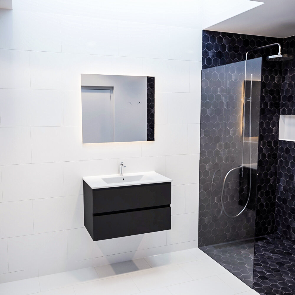 MONDIAZ VICA 80cm mueble de baño Urban 2 cajones lavabo DENIA Centro 1 orificio con espejo LED. 3 MONDIAZ VICA 80cm mueble de baño Urban 2 cajones lavabo DENIA Centro 1 orificio con espejo LED. - Imagen 3
