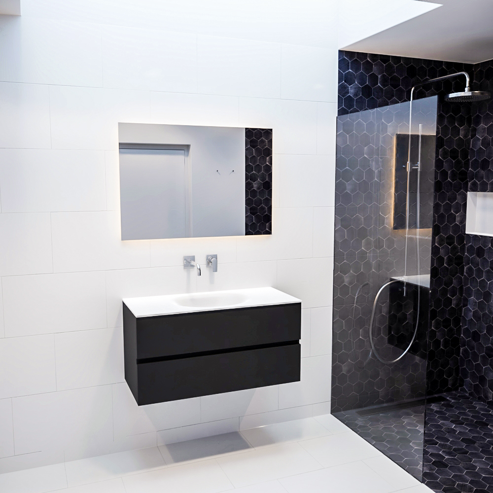 MONDIAZ VICA 100cm mueble de baño Urban 2 cajones lavabo MOON Centro sin orificio con espejo LED. 3 MONDIAZ VICA 100cm mueble de baño Urban 2 cajones lavabo MOON Centro sin orificio con espejo LED. - Imagen 3