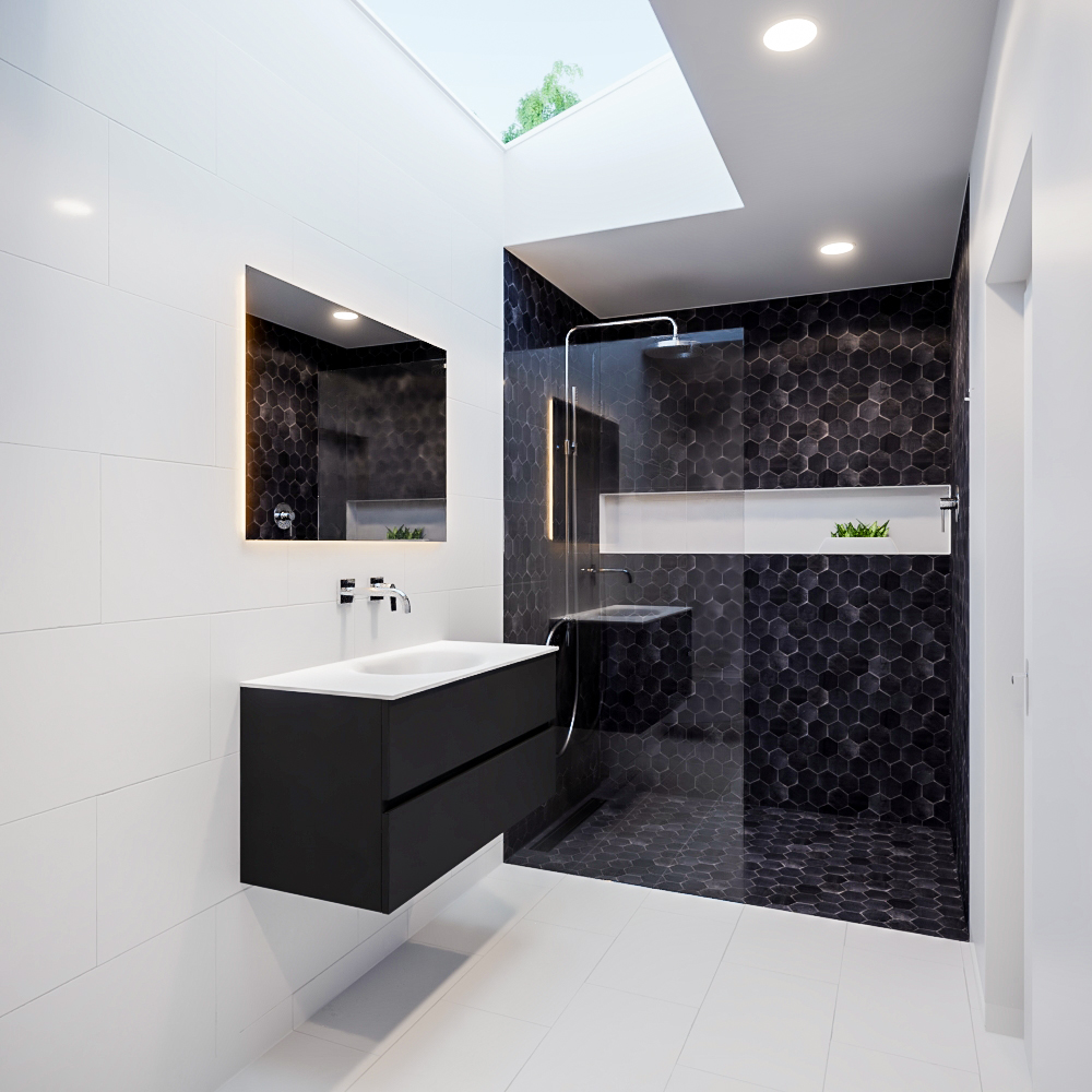 MONDIAZ VICA 100cm mueble de baño Urban 2 cajones lavabo MOON Centro sin orificio con espejo LED. 2 MONDIAZ VICA 100cm mueble de baño Urban 2 cajones lavabo MOON Centro sin orificio con espejo LED. - Imagen 2