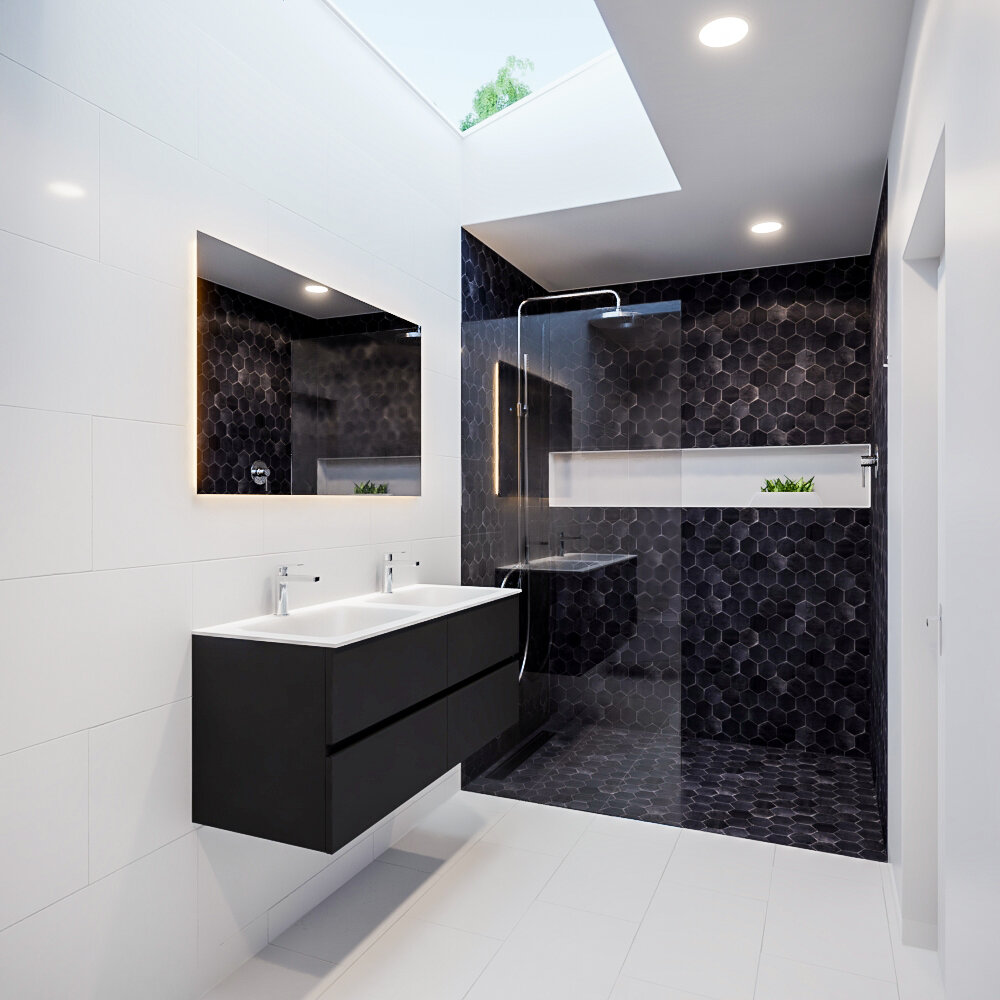 MONDIAZ VICA 120cm mueble de baño Urban 4 cajones lavabo CLOUD Doble 2 orificios con espejo LED. 2 MONDIAZ VICA 120cm mueble de baño Urban 4 cajones lavabo CLOUD Doble 2 orificios con espejo LED. - Imagen 2