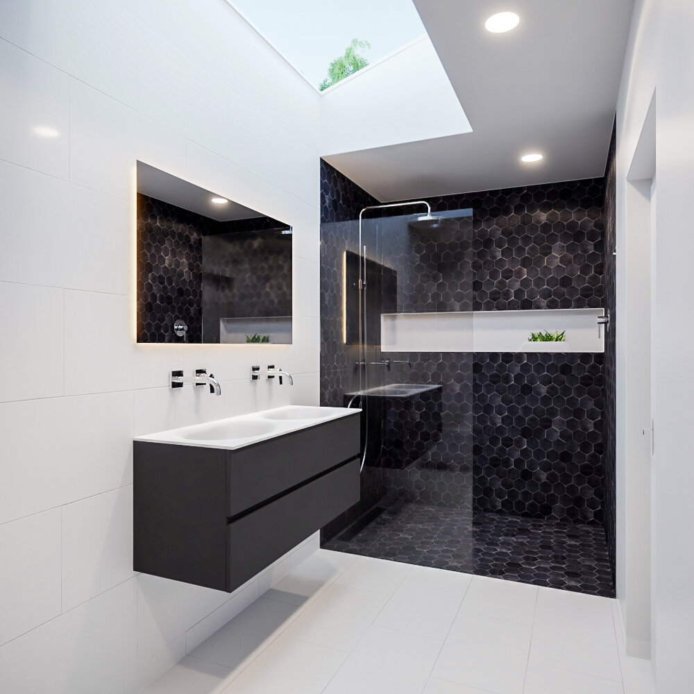 MONDIAZ VICA 120cm mueble de baño Dark Grey 2 cajones lavabo MOON Doble sin orificio con espejo LED. 2 MONDIAZ VICA 120cm mueble de baño Dark Grey 2 cajones lavabo MOON Doble sin orificio con espejo LED. - Imagen 2