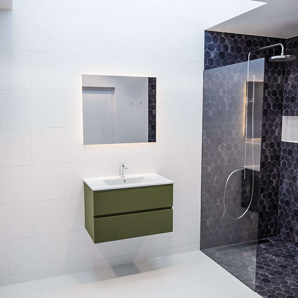 MONDIAZ VICA 80cm mueble de baño Army 2 cajones lavabo DENIA Centro 1 orificio con espejo LED. 3 MONDIAZ VICA 80cm mueble de baño Army 2 cajones lavabo DENIA Centro 1 orificio con espejo LED. - Imagen 3