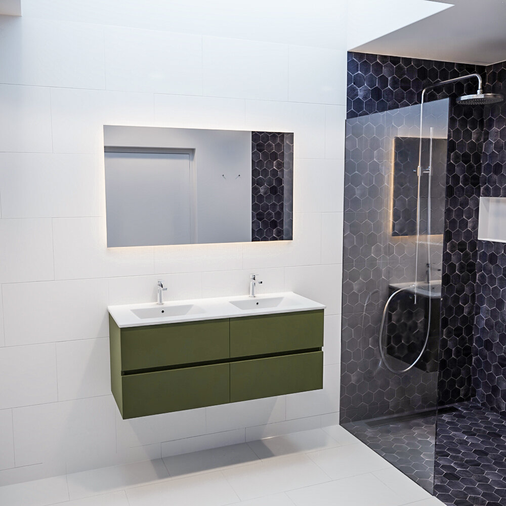 MONDIAZ VICA 120cm mueble de baño Army 4 cajones lavabo DENIA Doble 2 orificios con espejo LED. 3 MONDIAZ VICA 120cm mueble de baño Army 4 cajones lavabo DENIA Doble 2 orificios con espejo LED. - Imagen 3