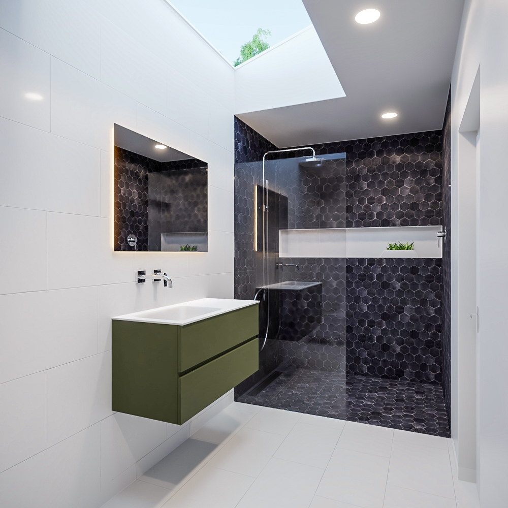 MONDIAZ VICA 100cm mueble de baño Army 2 cajones lavabo CLOUD Izquierda sin orificio con espejo LED. 2 MONDIAZ VICA 100cm mueble de baño Army 2 cajones lavabo CLOUD Izquierda sin orificio con espejo LED. - Imagen 2