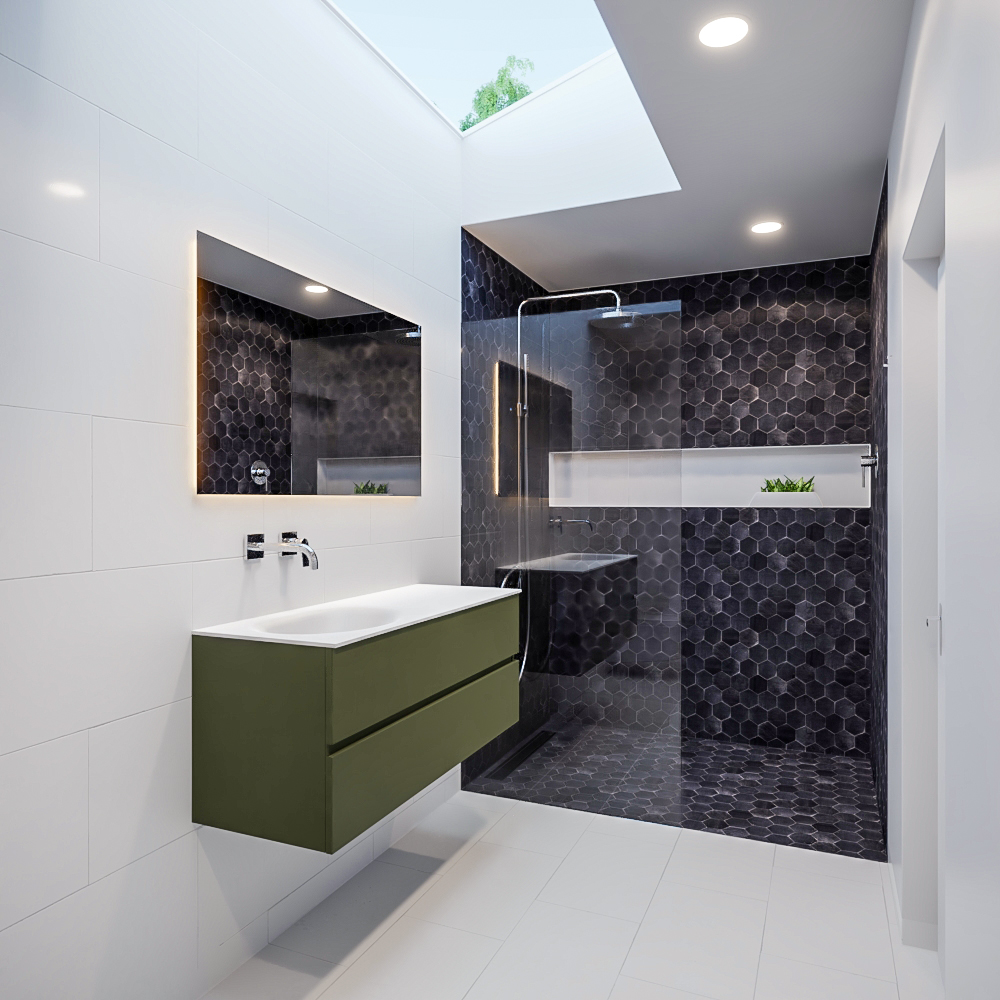 MONDIAZ VICA 120cm mueble de baño Army 2 cajones lavabo MOON Izquierda sin orificio con espejo LED. 2 MONDIAZ VICA 120cm mueble de baño Army 2 cajones lavabo MOON Izquierda sin orificio con espejo LED. - Imagen 2