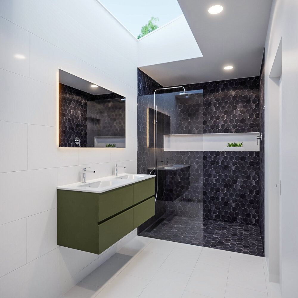 MONDIAZ VICA 120cm mueble de baño Army 4 cajones lavabo DENIA Doble 2 orificios con espejo LED. 2 MONDIAZ VICA 120cm mueble de baño Army 4 cajones lavabo DENIA Doble 2 orificios con espejo LED. - Imagen 2